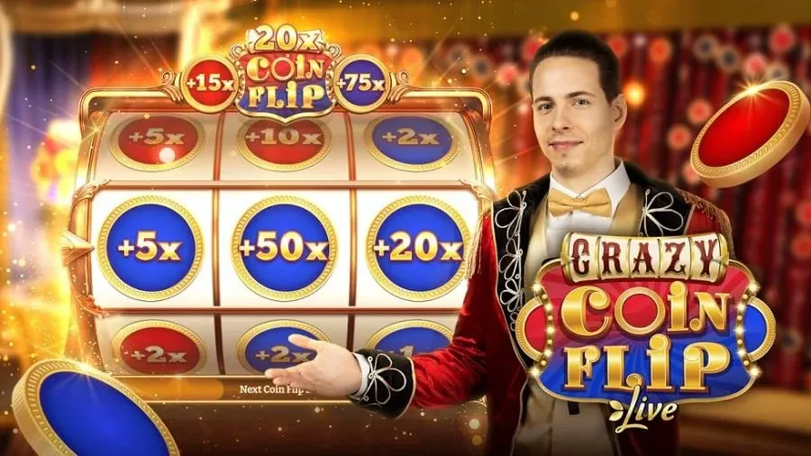 Coin Flip - bonusowa moneta z mnożnikiem do 10x Coin Flip - runda bonusowa w grze Crazy Time